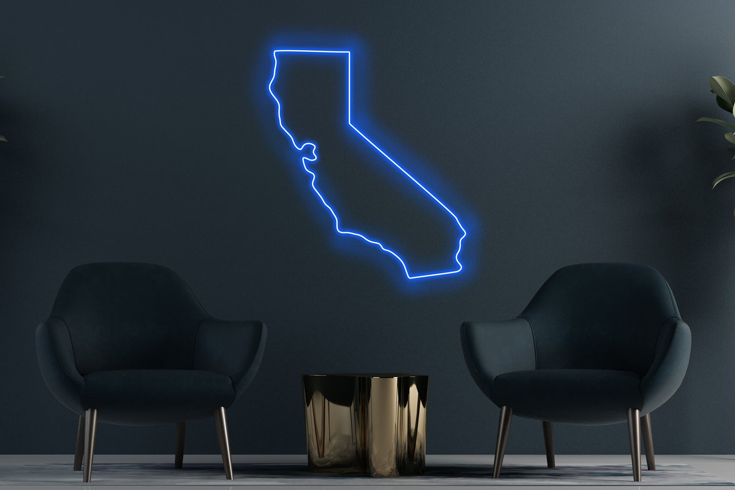 California Outline' custom neon LED sign featuring a sleek and minimalist design, perfect for modern decor, businesses, or California-themed spaces.