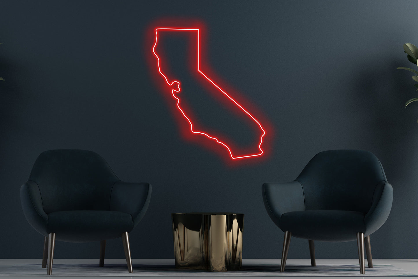 California Outline' custom neon LED sign featuring a sleek and minimalist design, perfect for modern decor, businesses, or California-themed spaces.