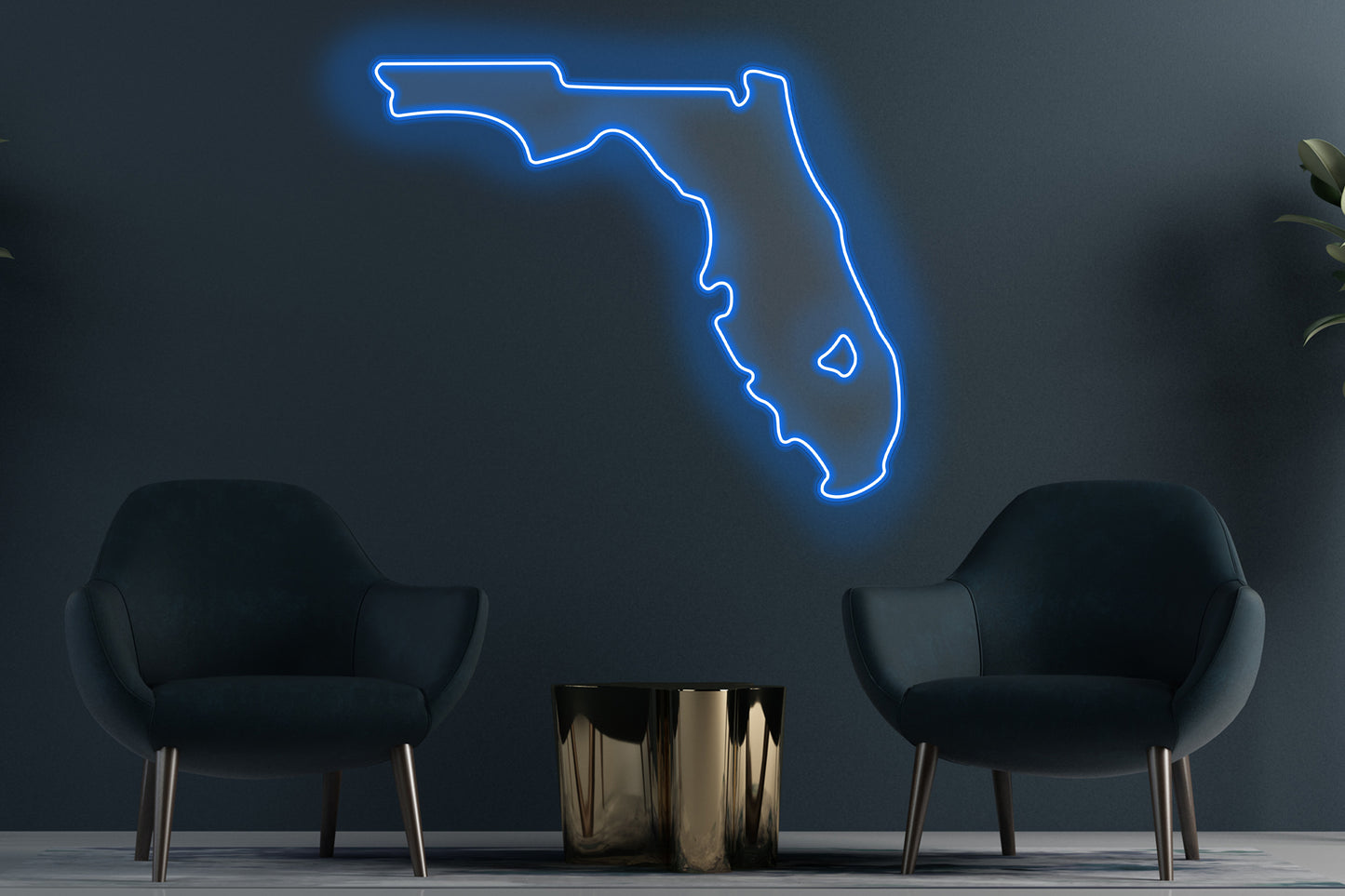 State of Florida Outline Custom Neon LED Sign featuring a glowing outline of Florida, ideal for tropical-themed decor and Florida enthusiasts