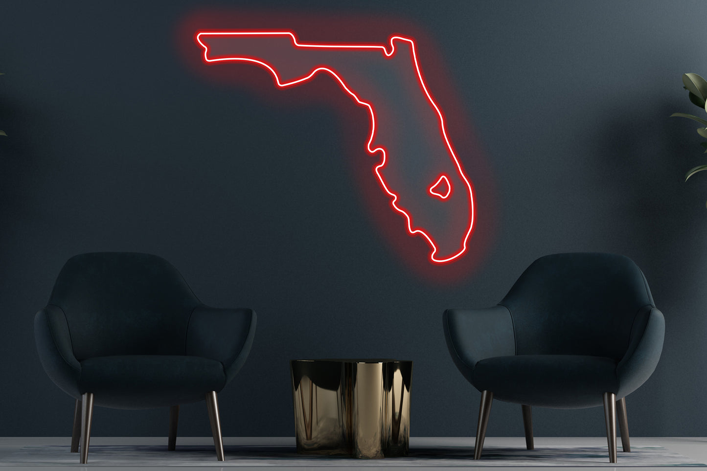 State of Florida Outline Custom Neon LED Sign featuring a glowing outline of Florida, ideal for tropical-themed decor and Florida enthusiasts