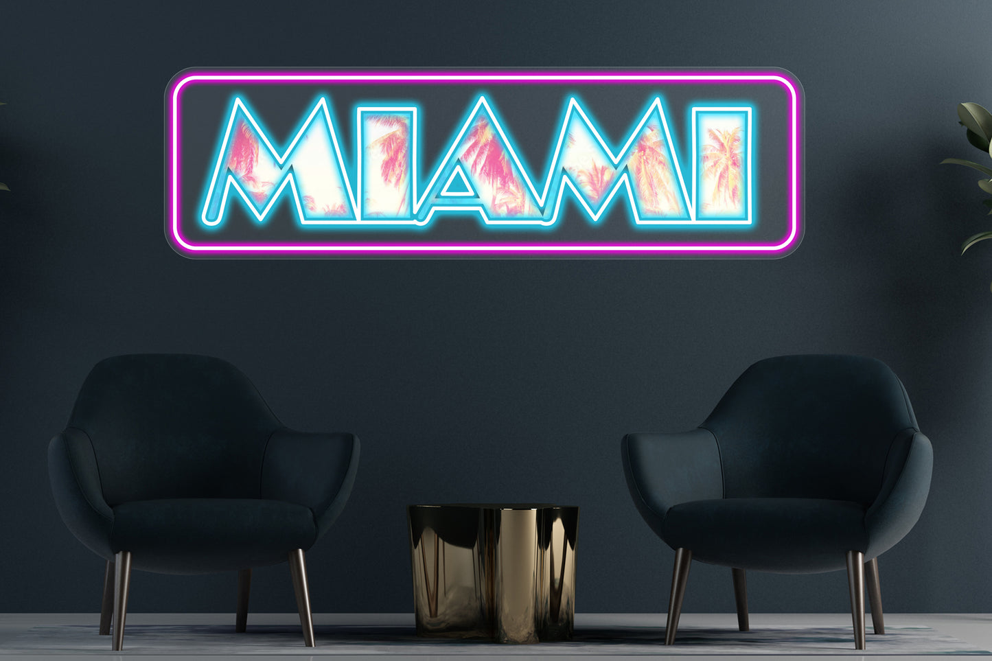 City of Miami' custom neon LED sign featuring a vibrant and tropical design, perfect for showcasing Miami pride in homes, offices, or event spaces.