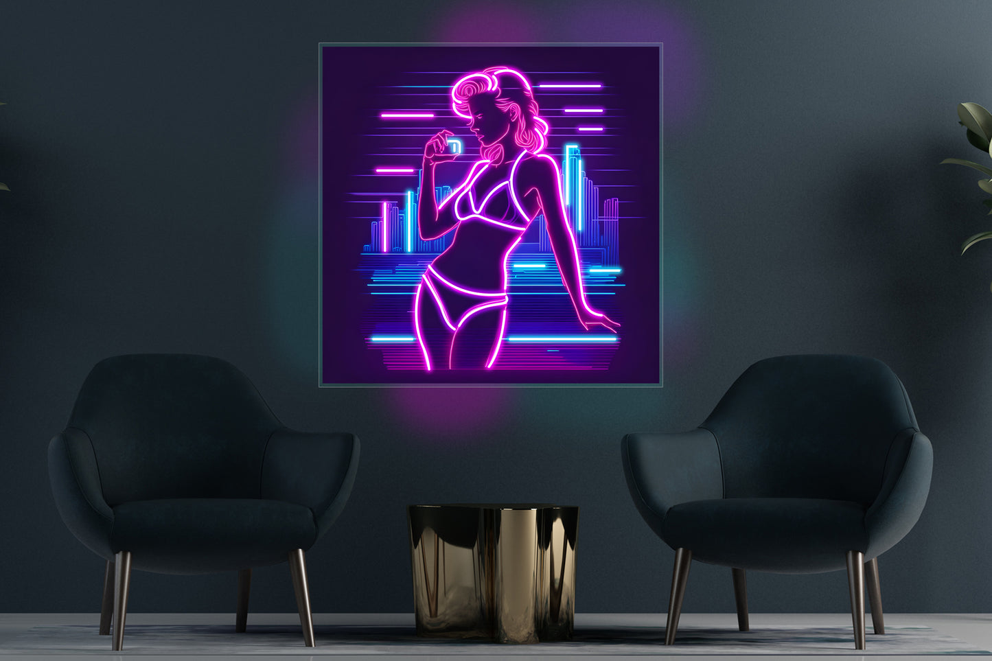Bikini Babe VICE Town' custom neon LED sign showcasing a vibrant, retro-inspired design perfect for gaming setups, bars, or nostalgic decor