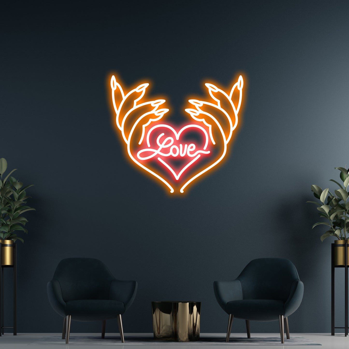 Always in Love custom neon LED sign with vibrant pink and red lights, featuring a romantic cursive design, perfect for weddings, anniversaries, and bedroom decor.