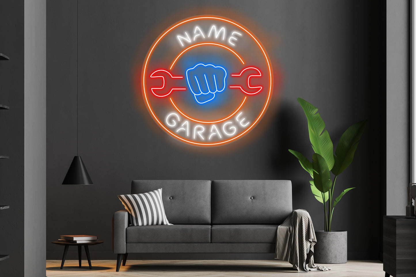 Customizable Name Garage neon LED sign with vibrant, personalized lighting, perfect for garage or man cave decor