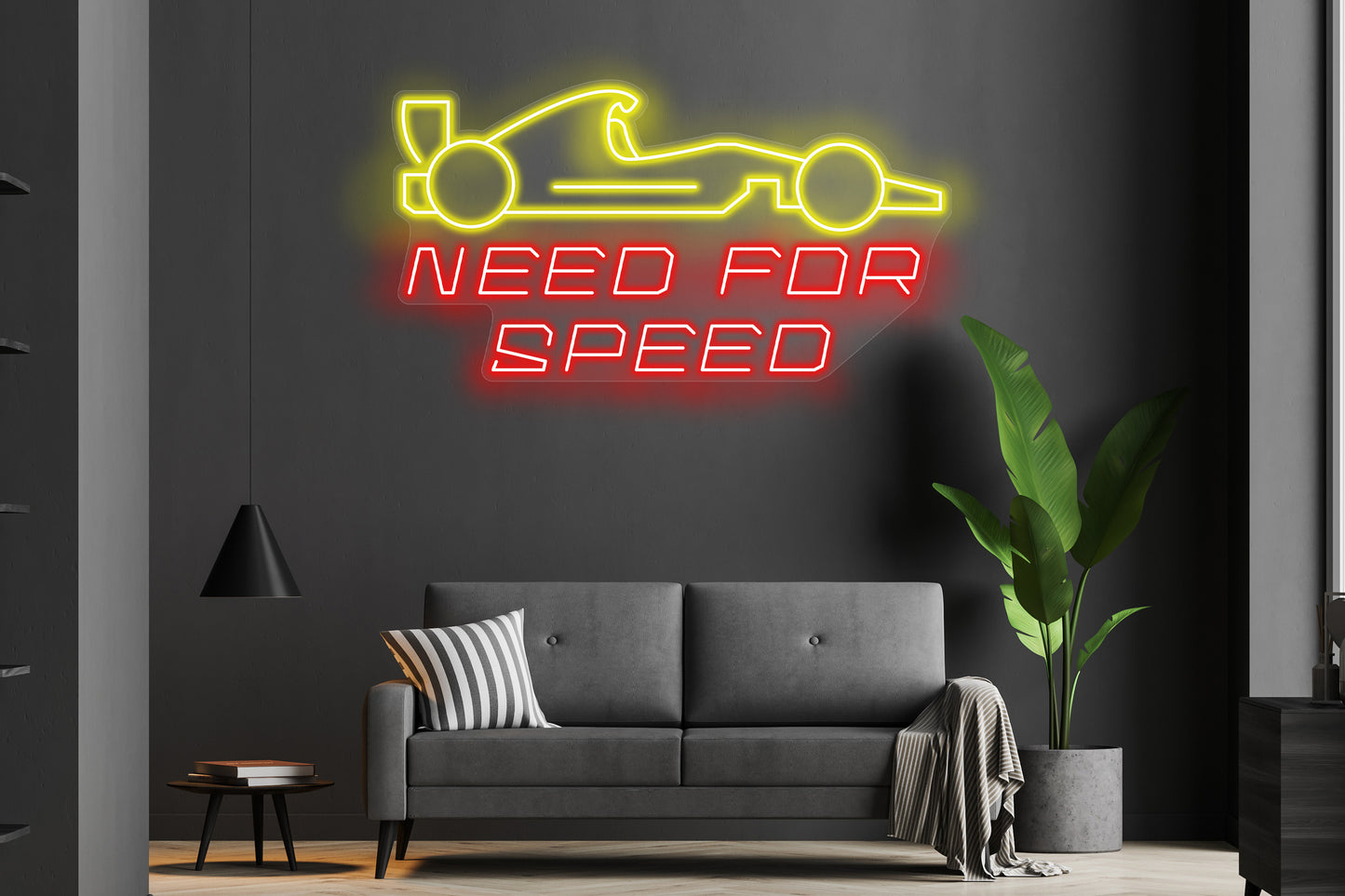 Need for Speed custom neon LED sign with bold, vibrant lettering, perfect for racing fans, game rooms, or automotive decor.