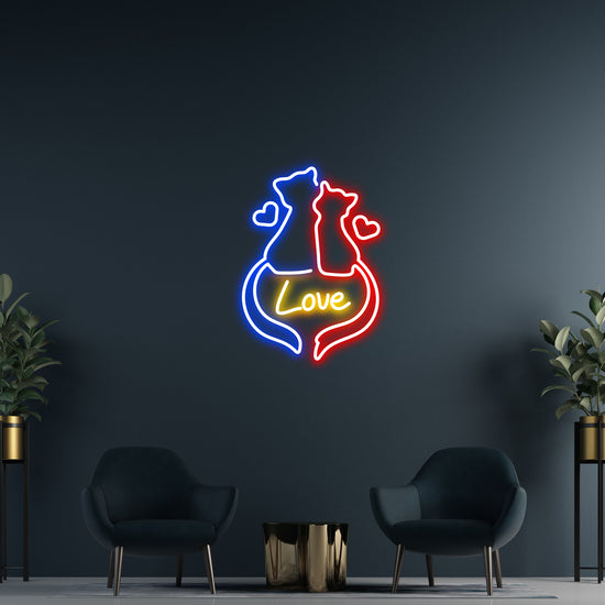 Two Love Cats Neon Sign