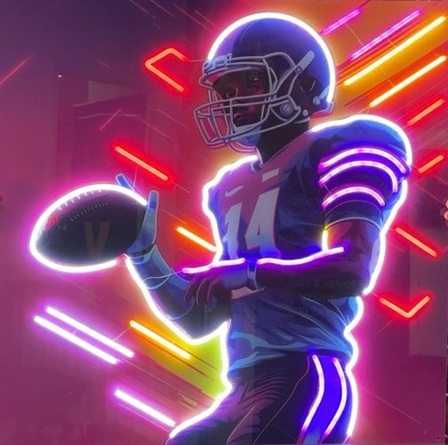 best football helmet background neon Football Player Custom Neon Sign