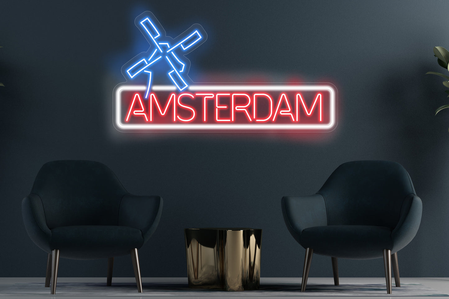 Amsterdam avec moulin à vent Panneau LED personnalisé