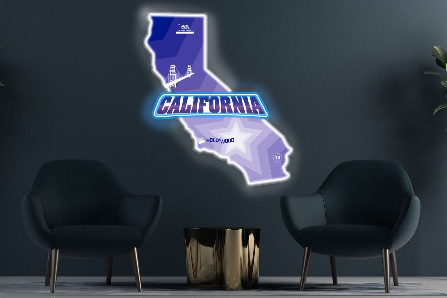 Grande enseigne au néon personnalisée de Californie