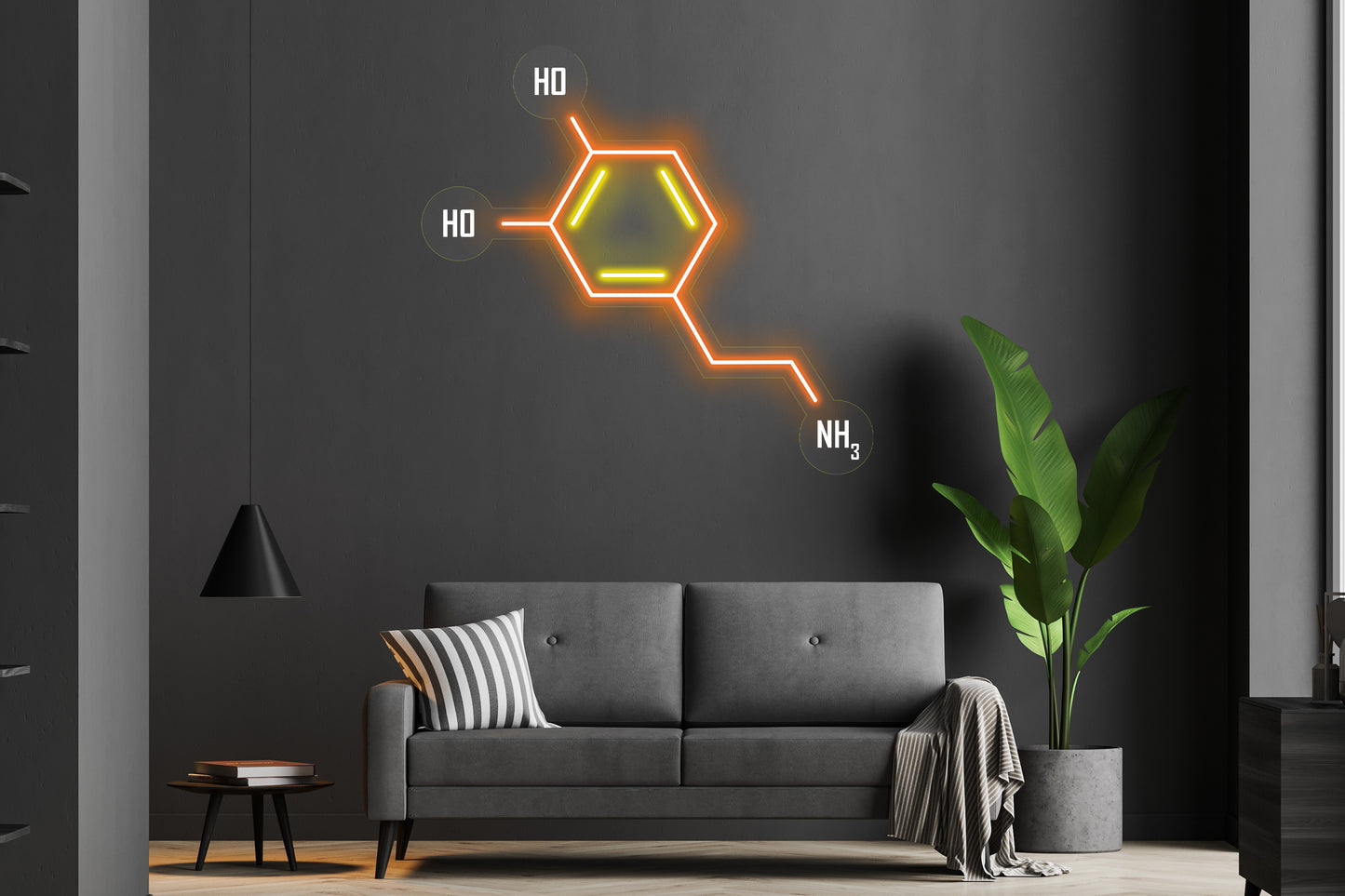 Enseigne au néon personnalisée de molécule de dopamine