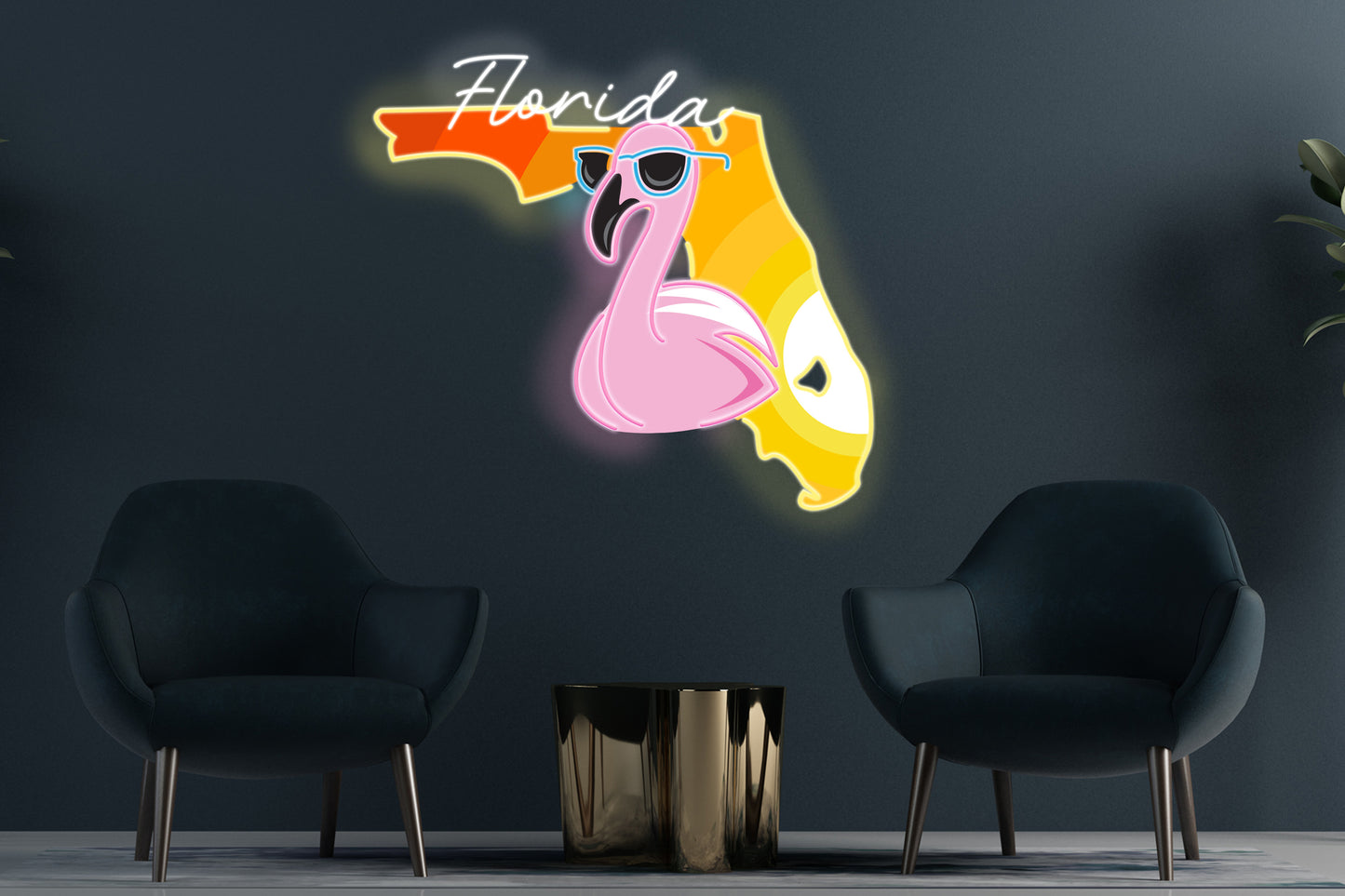 State of Florida with Flamingo Custom Neon LED Sign