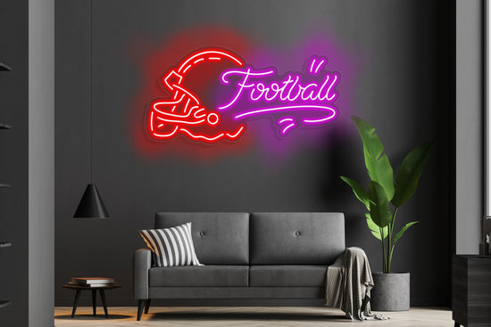 "Football" with Helmet Custom Neon LED Sign