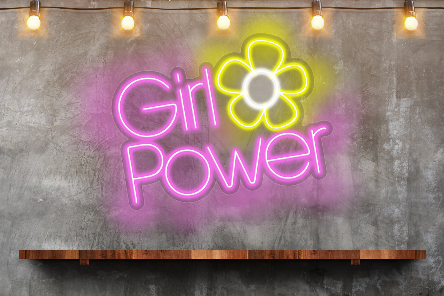 Girl Power with Flower Custom Neon LED Sign