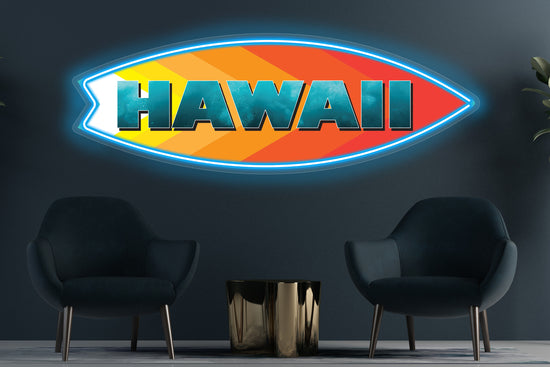 State of Hawaii Surf Board Custom Neon LED Sign