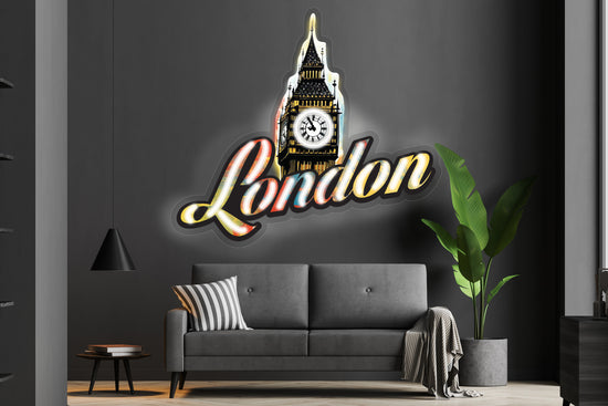 City of London Big Ben' custom neon LED sign featuring a sleek and iconic design, perfect for London enthusiasts, businesses, or travel-themed decor.