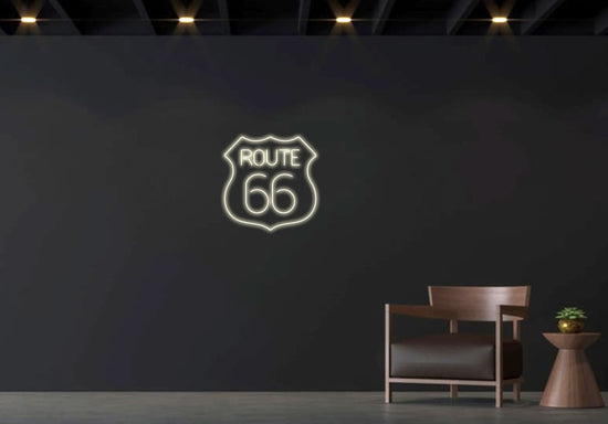 Route 66 Clear Back Custom Neon Sign 