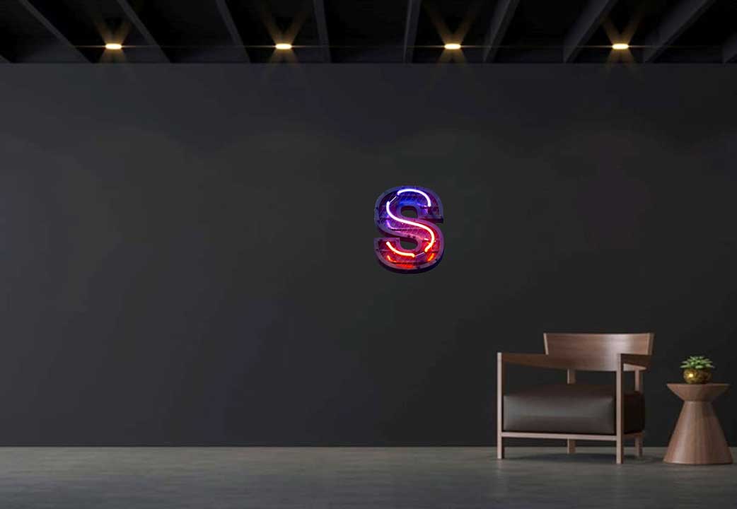 Techno Letter S Neon Sign