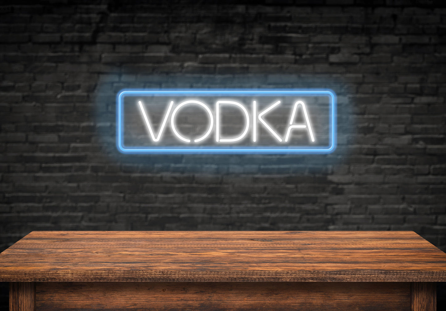 Vodka Custom Neon LED Sign featuring glowing text, ideal for bar decor and party-themed spaces.