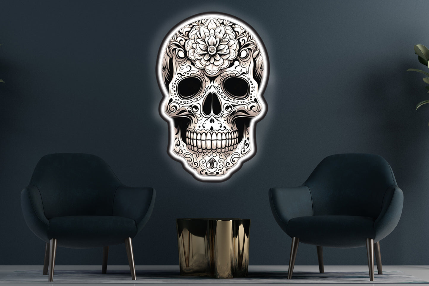 White Skull Custom Neon LED Sign