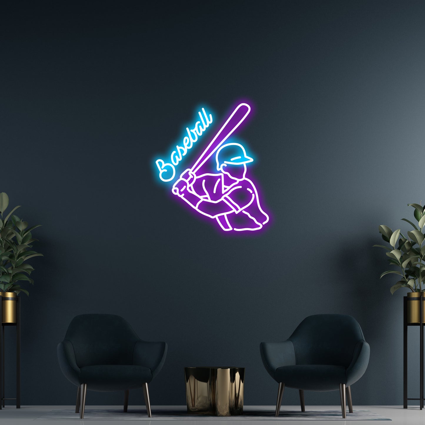 Baseball Player At Bat Custom Neon Sign