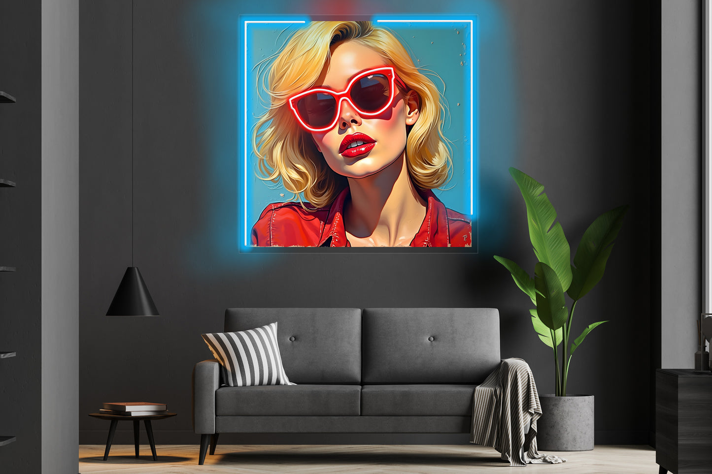 Blonde with Sunglasses Custom Neon LED