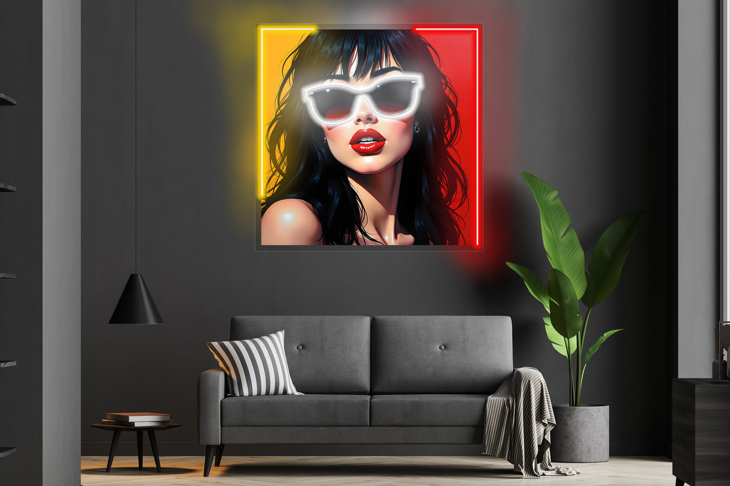 Brunette with Sunglasses Custom Neon LED