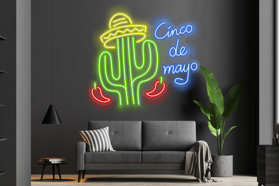 Cinco de Mayo (with Cactus) Custom Neon LED Sign