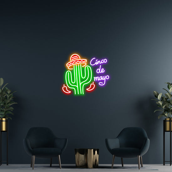 Cinco De Mayo Custom Neon Sign with Cactus