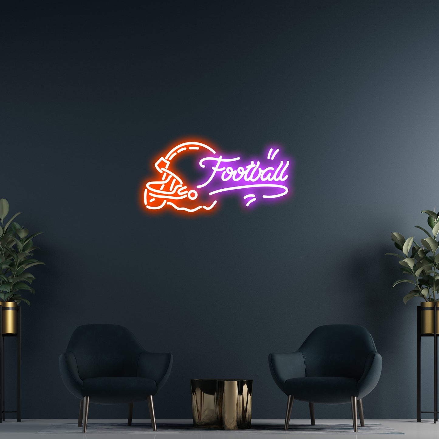 "Football" with Helmet Custom Neon LED Sign