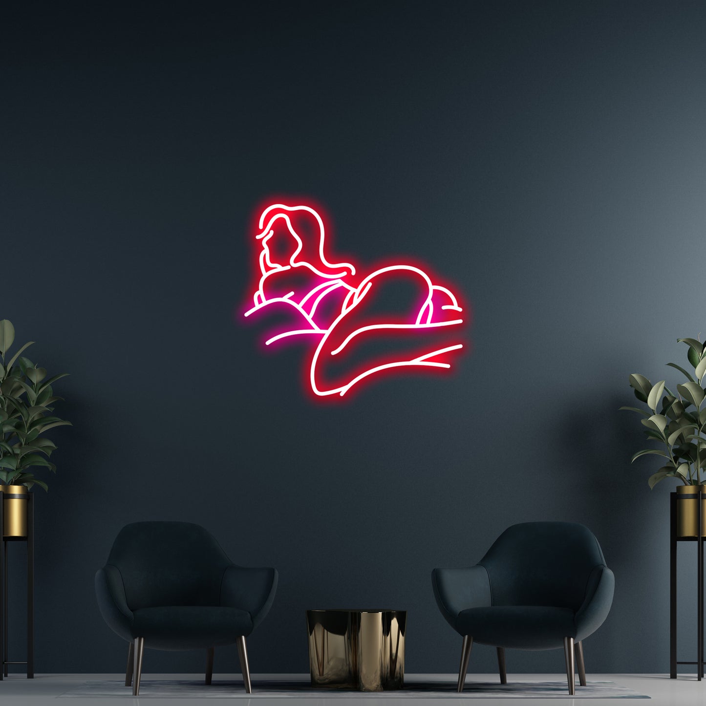 Sultry Woman in Bed Neon Sign