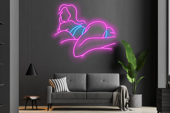 Sultry Woman in Bed Custom Neon LED Sign