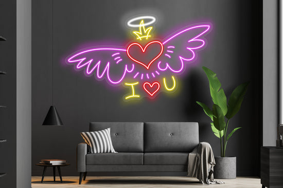 I Love U with Wings Custom Neon LED Sign