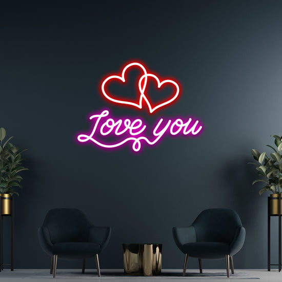 Love You With Hearts Custom Neon LED Sign